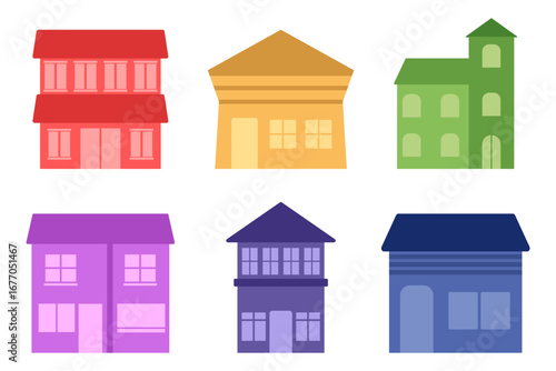 Boarding House Building Illustration Set