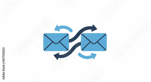 Flat vector icon illustrating the concept of email exchange, digital messaging, and online correspondence communication