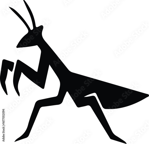 Illustrator Vector Praying Mantis Insect Isolated Black Graphic silhouette