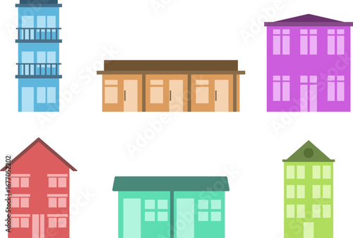 Dormitory Building Illustration Collection Set
