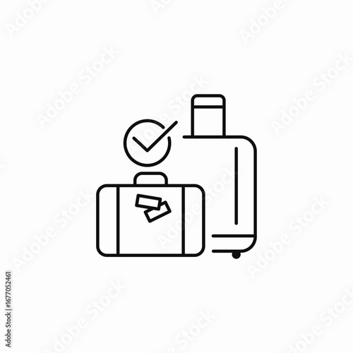 checked carry-on luggage icon sign vector