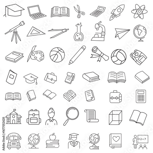 Book Line Icons Editable Stroke, Book line vector icon set. The set contains icons: Book, Audiobook, E-Reader, Studying, Tutorial, Personal Organizer, Diary, Reference Book.