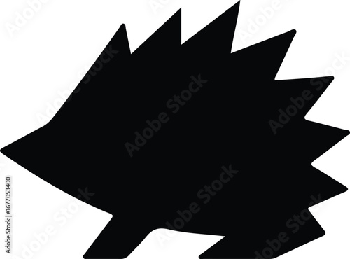 Illustrator Vector Simple graphic porcupine with jagged spines wild animal silhouette