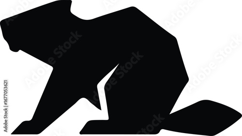 Illustrator Vector Simple stylized beaver animal logo graphic design silhouette
