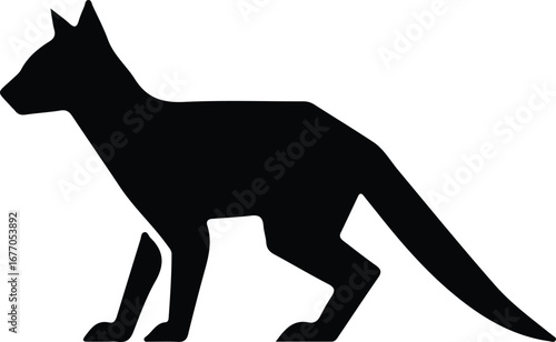 Illustrator Vector Standing quoll predatory animal marsupial black silhouette