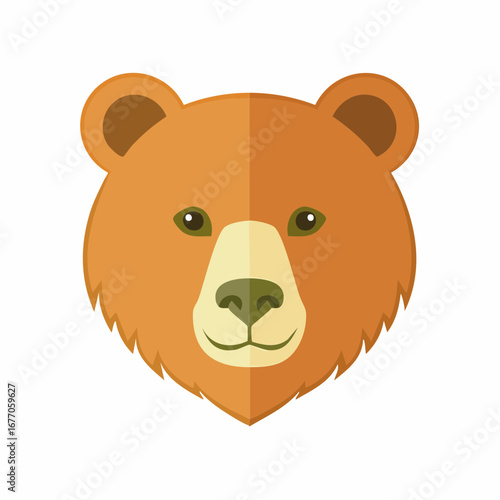 Cartoon Vector Illustration of a Brown Bear Face With Simple Geometric Shapes