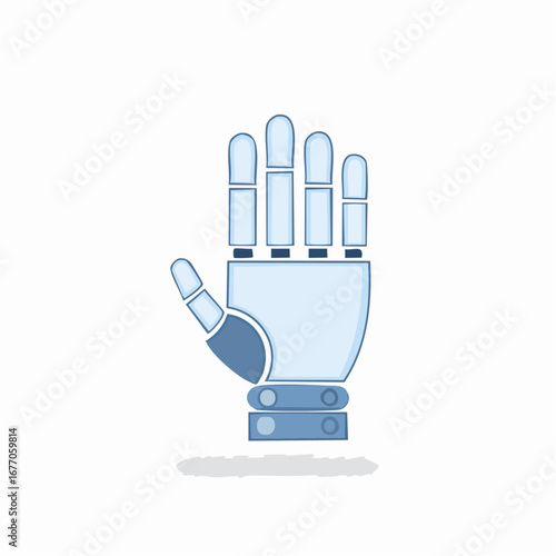 Robotic hand reaching forward with metallic segments in a modern style