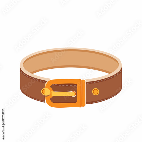 Stylish brown leather belt with a shiny gold buckle fashion accessory illustration