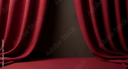 Red Velvet Curtains Stage Backdrop.