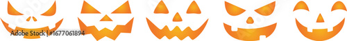 Halloween pumpkin icon set.Evil pumpkin symbol. Halloween decoration cartoon sign.Cute Creepy Spooky Halloween Pumpkin Fall Autumn Sticker Print Illustration.Halloween evil face vector illustration.
