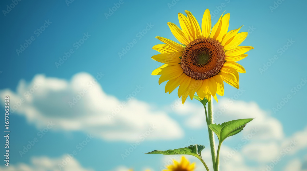 Naklejka premium Sunflower against a blue sky