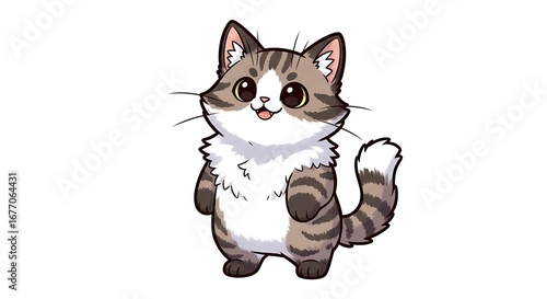 Cute Cartoon Tabby Cat Illustration.