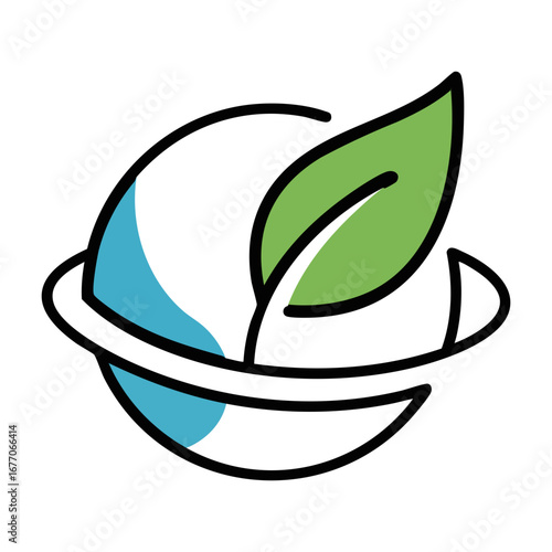 A good eco-friendly green vector. Green globe with leaf symbolizing eco-friendliness
