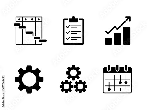Project Management, Workflow and Scheduling Icon Set