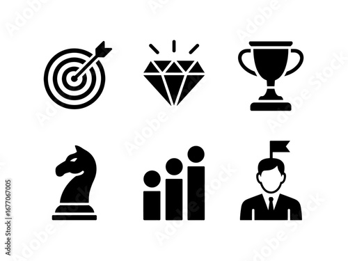 Strategy, Achievement and Leadership Icon Set