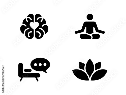 Mental Health, Mindfulness and Wellness Icon Set