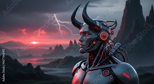Cybernetic Demon Focused on the Horizon.