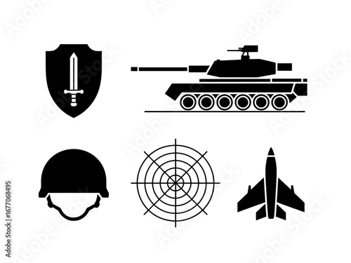 Military and Defense Vehicle Icon Set