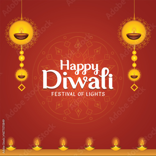 Diwali festival celebration banner with festive elements