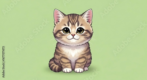 Adorable Focused Tabby Kitten.
