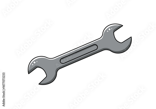 Gray Metal Wrench Tool Illustration.