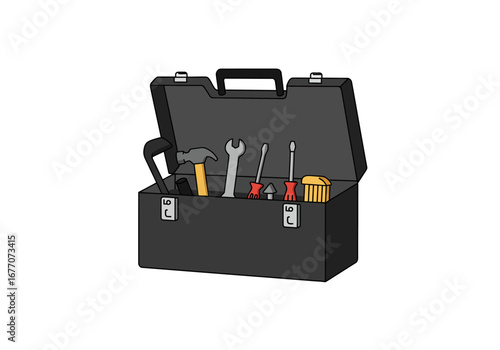 Essential Tools in a Sturdy Toolbox for Various Tasks.