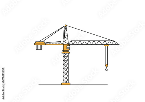 Construction Crane on White Background.
