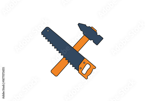 Crossed Hammer and Saw: Industry Tools.