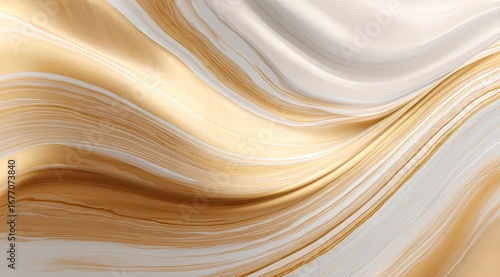 Abstract flowing swirled gold and cream marble texture
