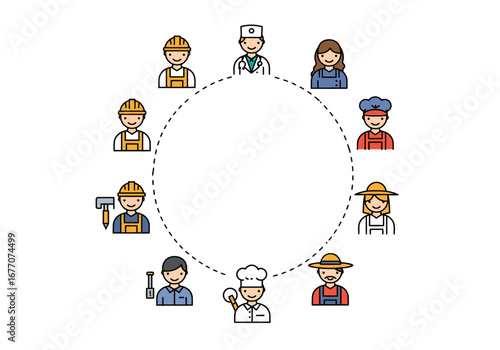 Diverse Group of Professionals in Various Occupations.