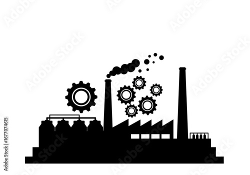 Industrial Factory Silhouette Illustration.