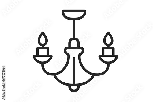 Chandelier line icon. Classic ceiling light symbol. Elegant luster pictogram for interior design. Home decor lighting equipment sign. Vector outline illustration isolated.