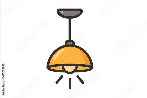 Ceiling lamp line icon. Hanging lustre light symbol for web, app, book. Vector cartoon illustration. Interior decoration element. Electricity, furniture, home decor concept.