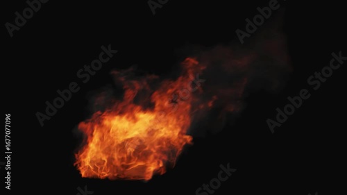 Cartoon Fire Burst on Green Screen, Stylized Flame VFX
