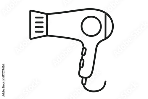 Hair dryer line icon. Hairdryer blowdryer symbol. Hairdressing tool, beauty salon equipment pictogram. Hair care, styling, grooming appliance. Vector outline illustration.