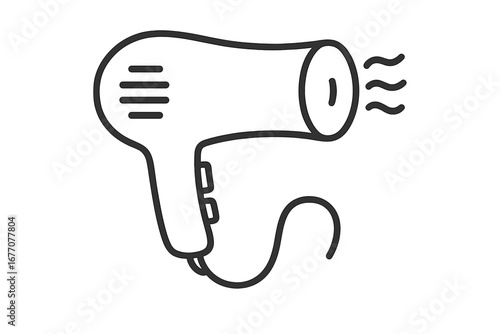 Hair dryer line icon. Hairdryer symbol. Blow dryer vector illustration. Simple outline pictogram for beauty salon, hairdressing, hairstyling, grooming, and personal care.