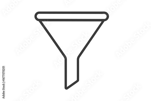 Funnel outline icon for marketing and sales. Vector graphic of a sales funnel for lead generation, data filtering, and conversion rate optimization. Business process concept.