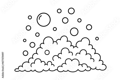 Soap foam and bubbles line icon vector illustration. Concept of bath, washing, cleaning and hygiene. Suds and lather symbol for shampoo, cosmetics, beer or soda drinks.