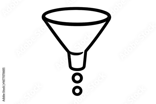 Sales funnel icon for marketing conversion and lead generation pipeline. Business process and data filter symbol. Vector illustration for website and infographic design element.