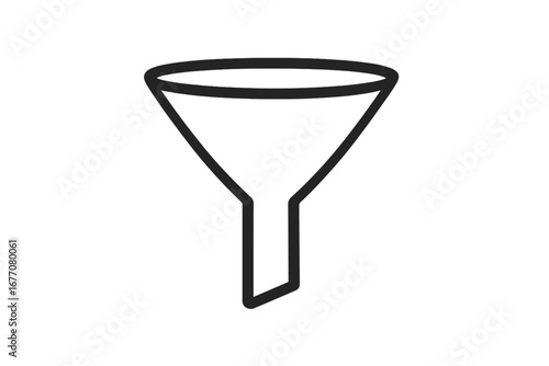 Funnel icon for marketing sales funnel or lead generation pipeline. Filter symbol for data conversion and sorting process. Infographic element for business concepts and analysis.