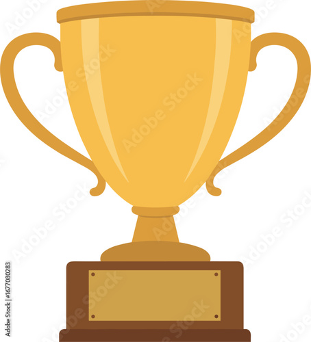 Golden Trophy Cup with Handles and Brown Base on White Background award