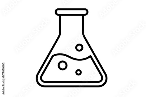 Erlenmeyer flask line icon. Laboratory glassware for chemical experiment. Concept for science, chemistry, research, biology, education, medicine, pharmacy. Lab equipment vector.