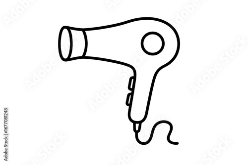 Hair dryer outline line icon. Blow dryer vector illustration for graphic and web design. Beauty salon, barbershop, or hairdressing symbol. Simple electrical appliance for hair styling.