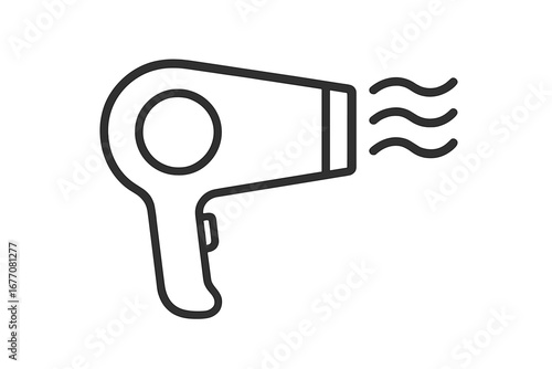 Hair dryer icon vector. Linear blow dryer outline symbol for web design and apps. Haircare, salon, and beauty grooming appliance illustration. Hot air styling equipment sign.