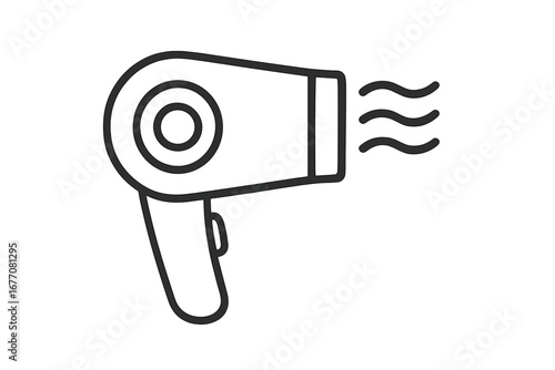 Hair dryer line icon. Blow dryer vector symbol. Hair styling tool simple outline illustration. Hairdresser and beauty salon equipment sign. Hot air for hair care concept.