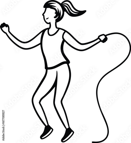 Vector illustration of a woman jumping rope