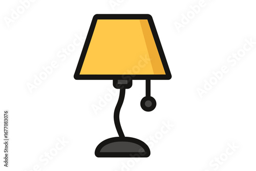 Table lamp vector icon. Desk lamp symbol for graphic design. Concept of light, idea, electricity, home decor. Cartoon illustration of furniture isolated on white background.