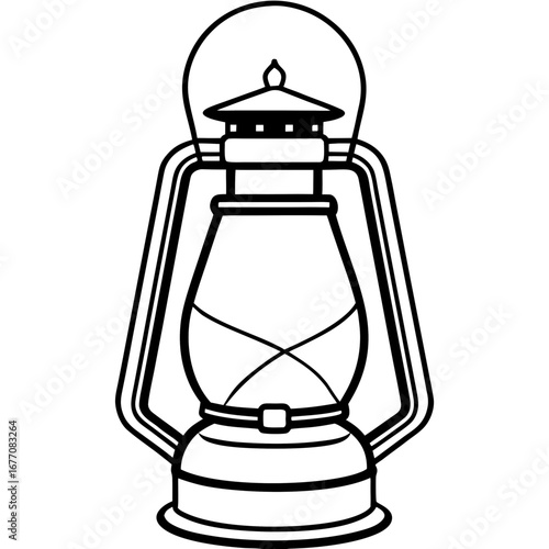 Vintage Lantern Line Art Vector