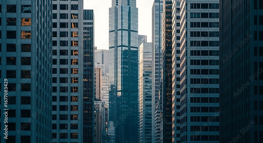 Obraz premium City Skyline Architecture Business District.