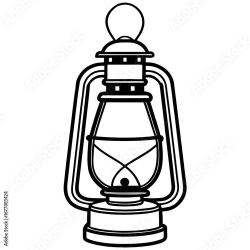 Vintage Lantern Line Art Vector